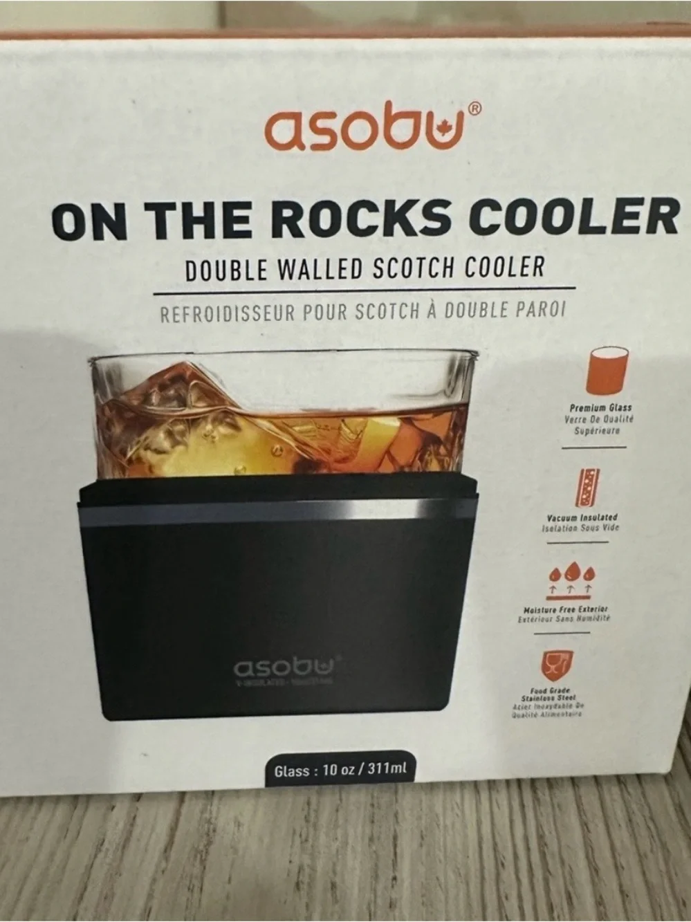 asobu On The Rocks Double-Walled Scotch Cooler - Black